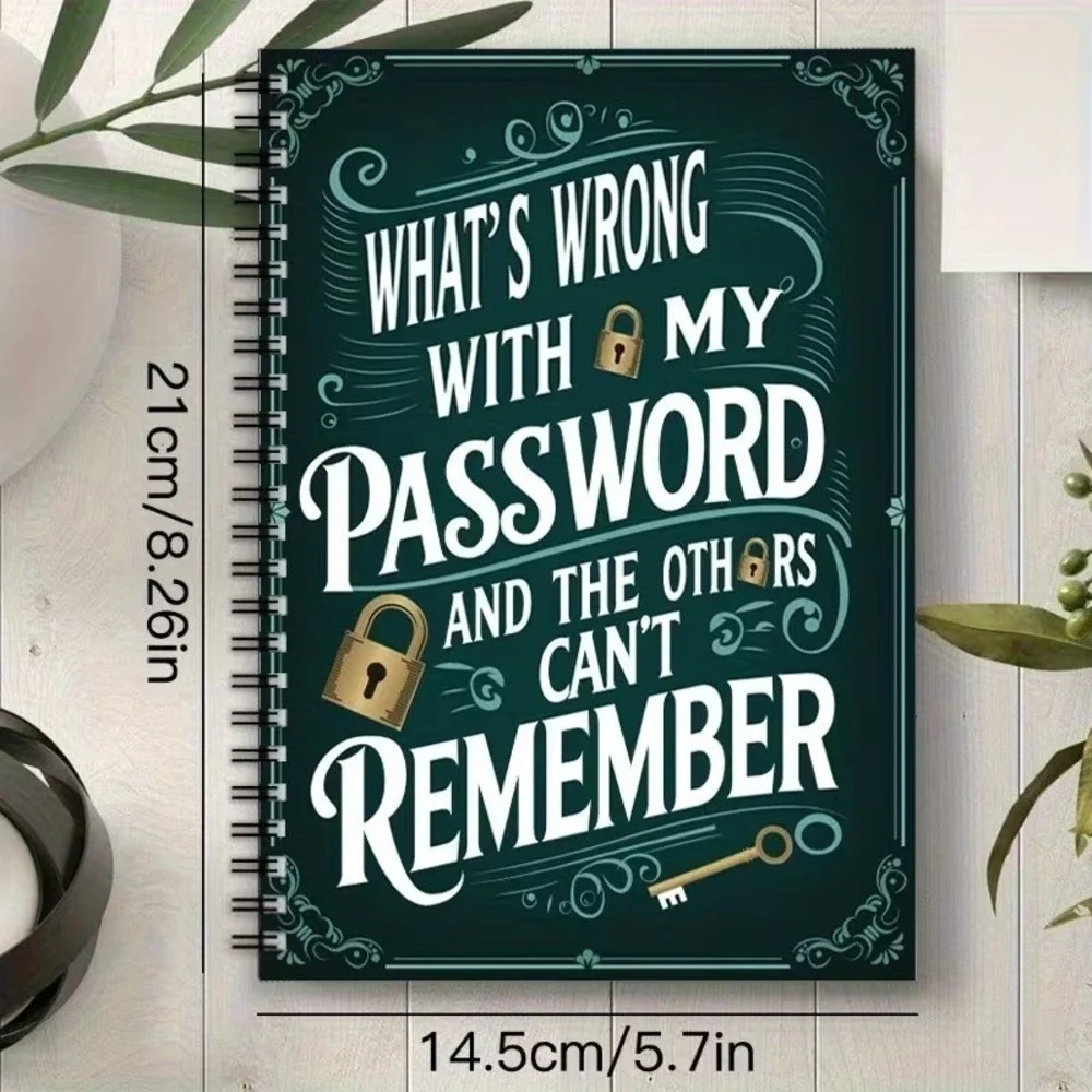 Password Notebook Spiral Log Book 70 Pages Login Organizer Green Key Journal